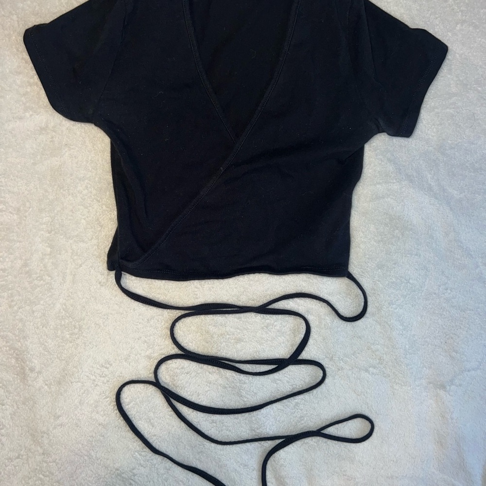 Garage Black Wrap Blouse